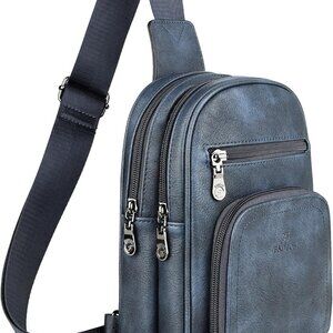 Women Sling Bags Designer Crossbody Bag, PU Leather Sling Purse Multi-Pocket Pac